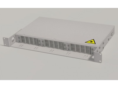 Оптический бокс (кросс) 19" с полкой (площадкой), 1U, до 24 портов