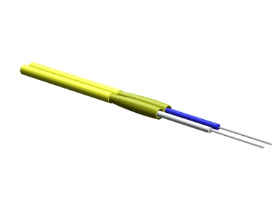 Кабель волоконно-оптический, 2 волокна (duplex mini-zip), плотное буферное покрытие 0,9 мм (tight buffer), размер кабеля 2х4 мм, для внутренней прокладки, LSZH